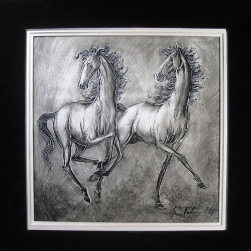 Plaquette "Pace of Arab horses" (Jean-Claude Taburet, France, mid-20th century)