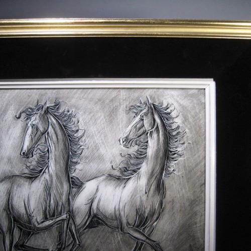 Plaquette "Pace of Arab horses" (Jean-Claude Taburet, France, mid-20th century)