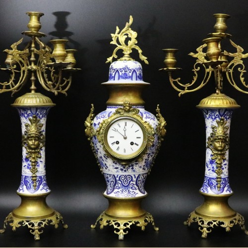 "Delft" Fireplace Set from the Netherlands, 19th Century
