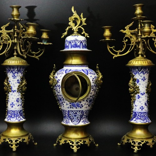 "Delft" Fireplace Set from the Netherlands, 19th Century