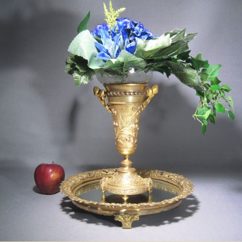 "Blooming Soul" Vase and Mirror Stand Set from France, Late 19th Century