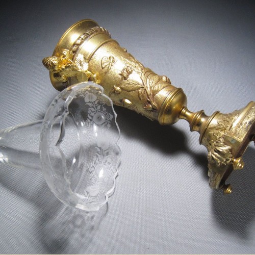 "Blooming Soul" Vase and Mirror Stand Set from France, Late 19th Century