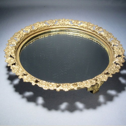 "Blooming Soul" Vase and Mirror Stand Set from France, Late 19th Century